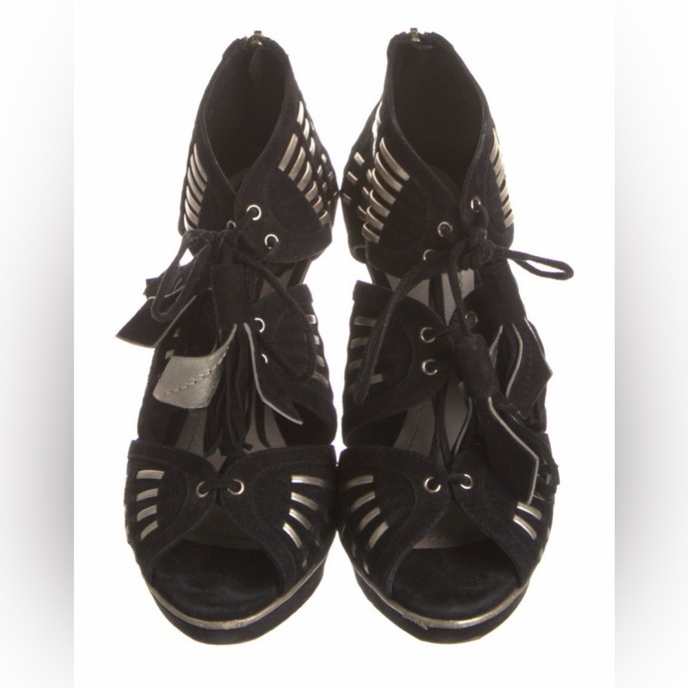 Stunning authentic suede black strappy Christian Dior stiletto shoes EUC - Picture 1 of 10